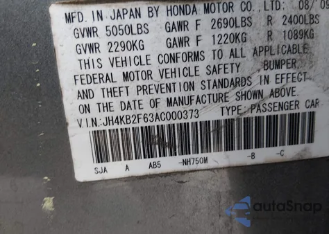 2010 Acura Rl 3.7 из США, поврежденный, VIN JH4KB2F63AC000373